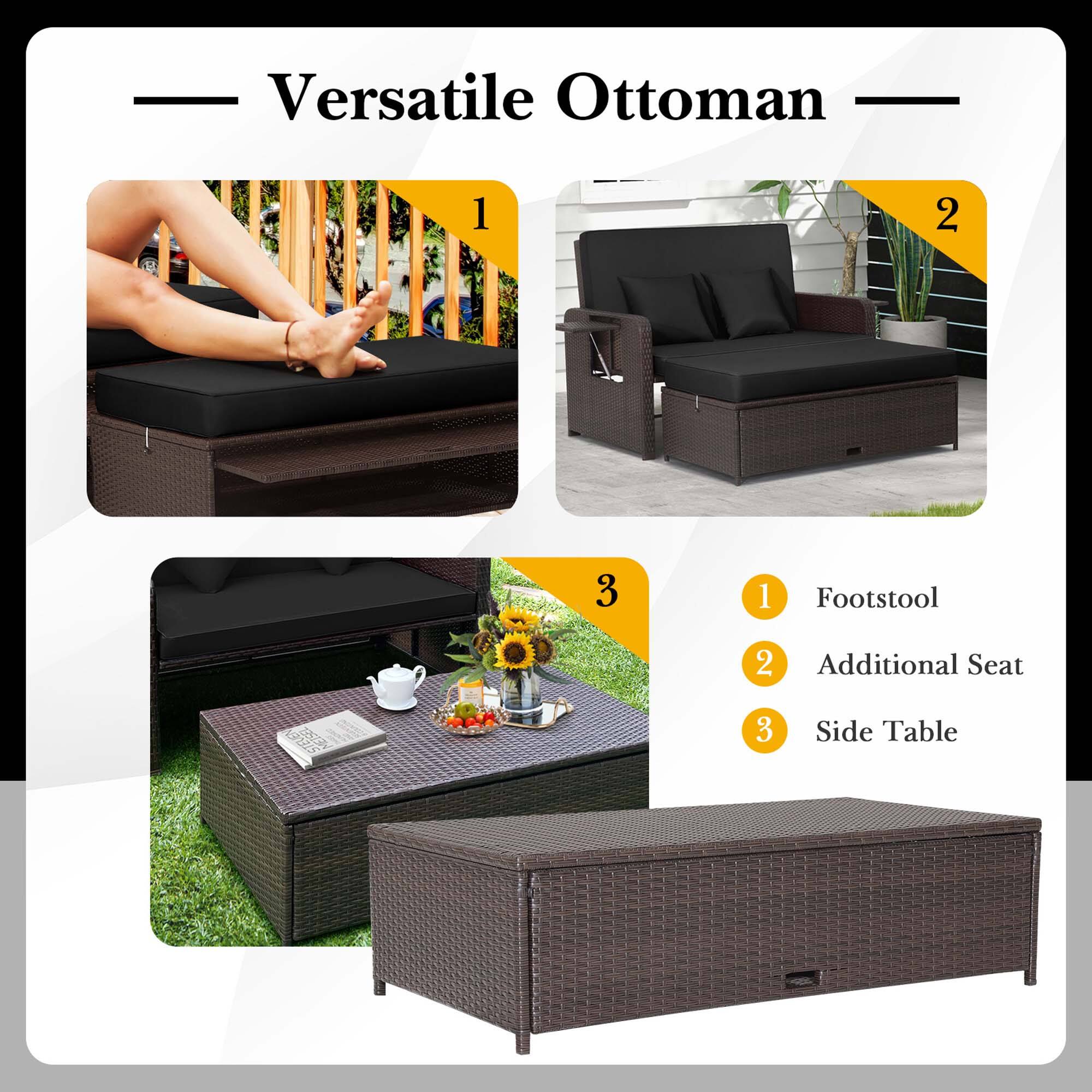 Versatile Ottoman 1 2 3 1 Footstool 2 Additional Seat 3 Side Table