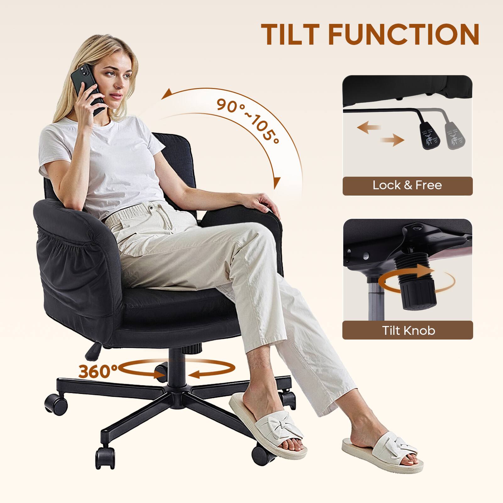 TILT FUNCTION  
90°~105°  
Lock & Free  
Tilt Knob  
360°