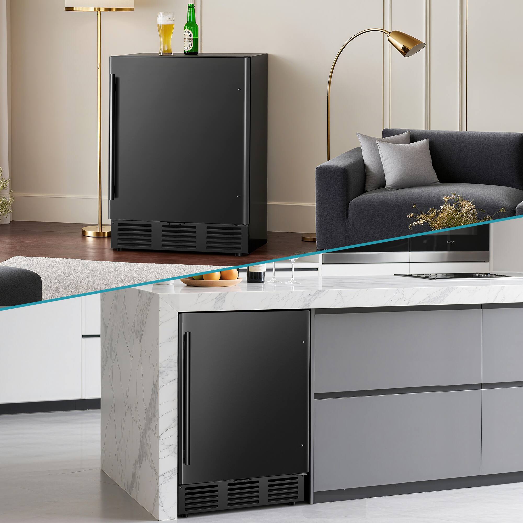 Alt View 8. Euhomy - 24-Inch Under Counter/Freestanding Beverage & Wine Cooler - 180 Cans, for Patio/Kitchen, Home & Commercial Use, - black.