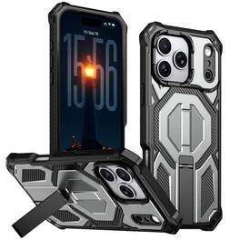 Dteck - Vertical Stand Case for Apple iPhone 17 Pro Max,3-Layer Heavy Duty Magnetic Cover,Non-Slip Grip,Compatible with Mag Safe - Gray
