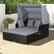 Alt View 3. Costway - Patio Rattan Daybed Lounge Retractable Top Canopy Side Tables Cushions - Grey.