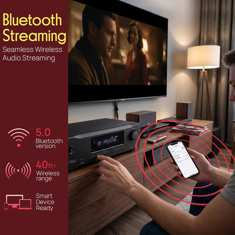 Bluetooth Streaming  
Seamless Wireless Audio Streaming  
5.0 Bluetooth version  
40ft+ Wireless range  
Smart Device Ready