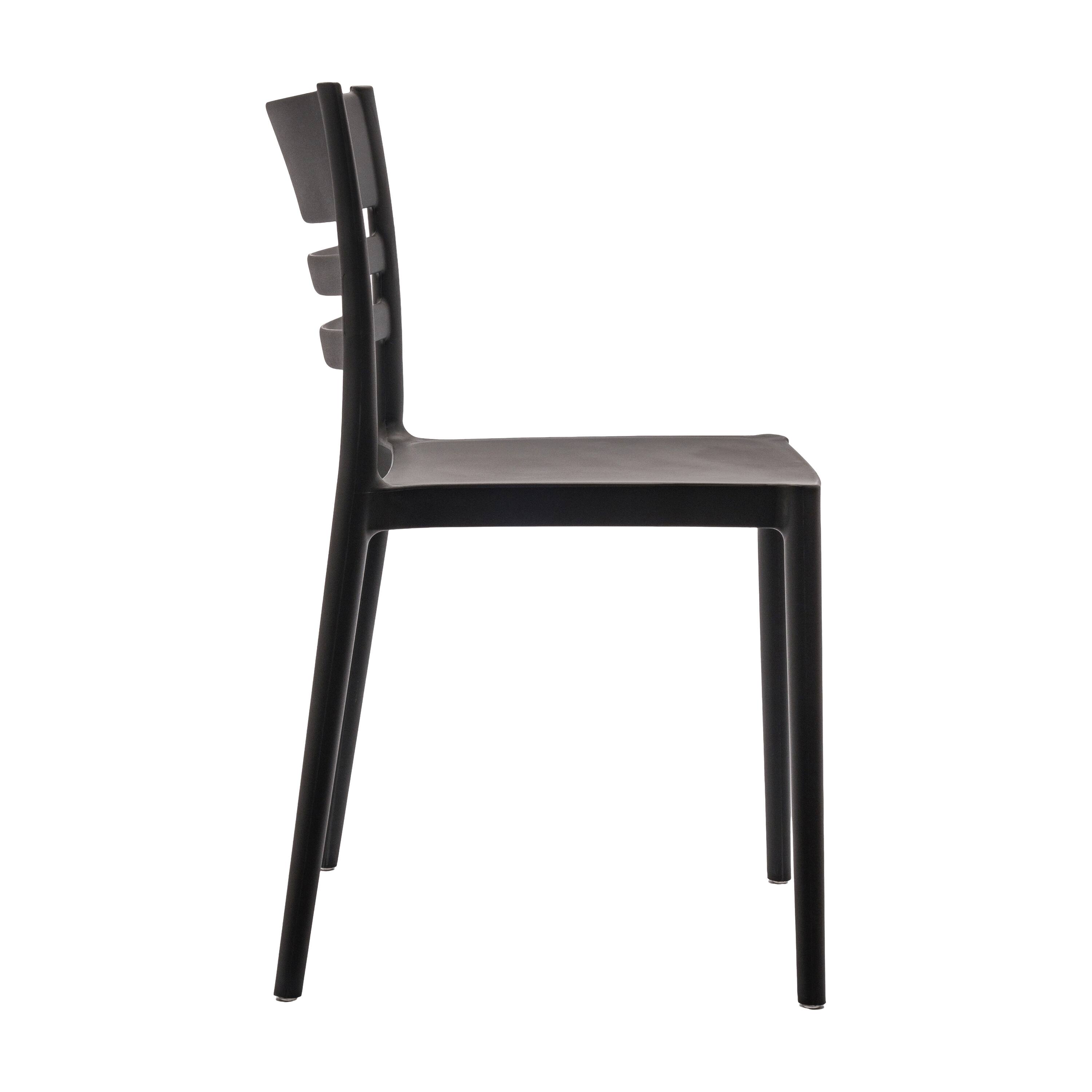 Left. Flash Furniture - Bridgeport Indoor-Outdoor Stacking Patio Chair with Slatted Backrest, Commercial All-Weather Resin Chair in Black - Black.