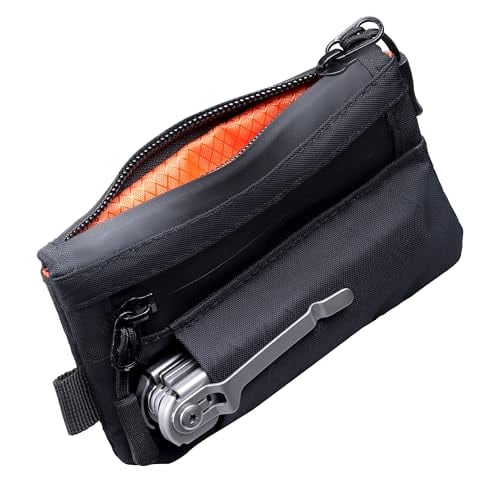 Vulpecula Spade - Minimalist Wallet for Men, RFID Blocking EDC Zip Wallet, Waterproof Fabric & Multi-Tool Slot (Holds 1–12 Cards) - Black