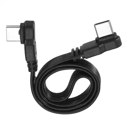 Front. Unique Bargains - Flat USB C Cable, Right Angle Male to Male Adapter, 480Mbps, Silicone, for Phone/Tablet/Laptop/Car Charger - Black.