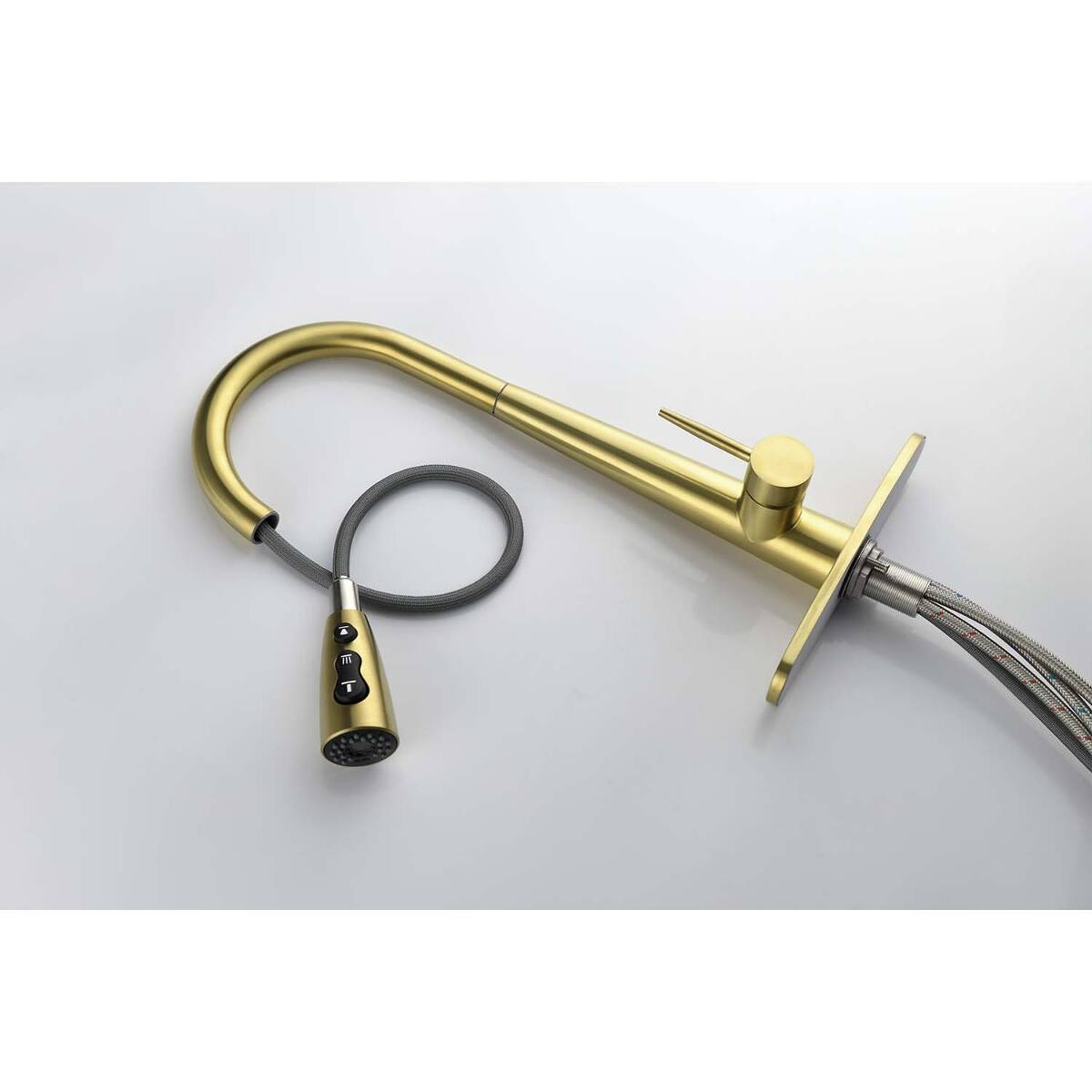 Alt View 2. Ropilly - Ropilly Pull Down Kitchen Faucet Brushed Gold Stainless Steel Single Handle Sink Faucet with Sprayer - Brushed Gold.