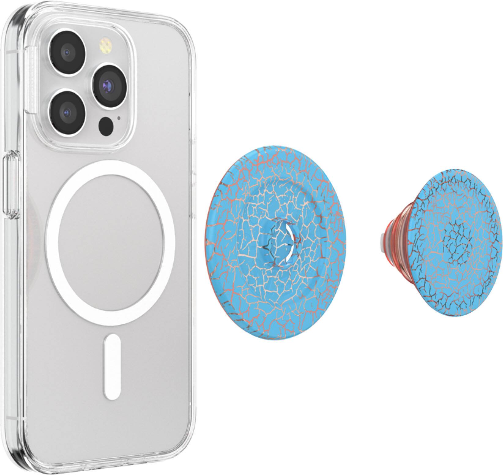 Back. PopSockets - MagSafe PopGrip Universal Magnetic Grip & Stand with Adapter Ring for Cell Phones - Crackle Denali Printed.