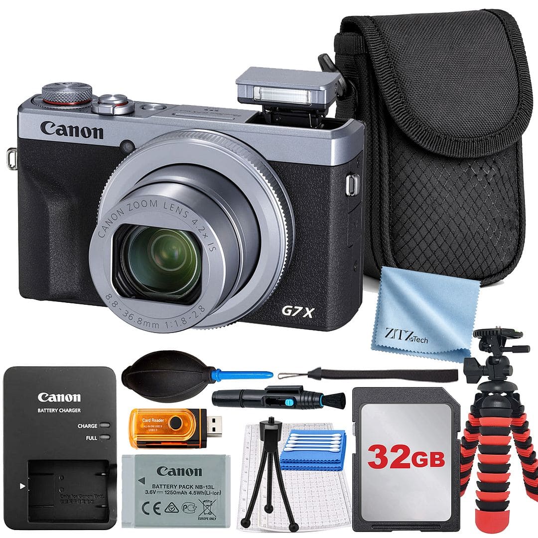 Canon - PowerShot G7 X Mark III Camera with 32GB Card + ZeeTech Advanced Bundle - Silver