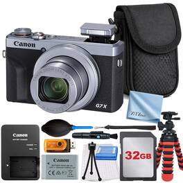 Canon - PowerShot G7 X Mark III Camera with 32GB Card + ZeeTech Advanced Bundle - Silver