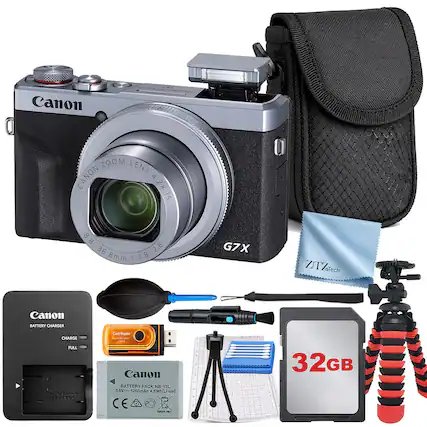 Canon Zoom Lens Canon 4.2x IS 8.8-36.8mm 1:1.8-2.8 G7X
Canon Battery Charger
Canon Battery Pack NB-13L 3.6V 1250mAh 4.5Wh Li-ion
Canon Card Reader
32GB SD Card
ZTY Tech Tripod