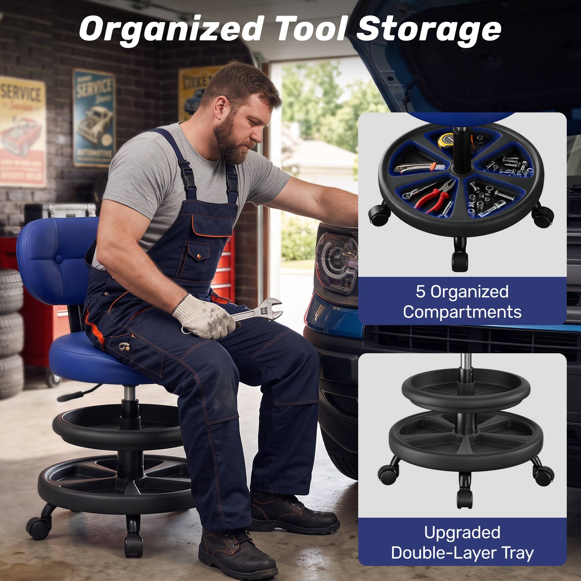 Organized Tool Storage

5 Organized Compartments

Upgraded Double-Layer Tray