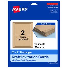 Avery - Printable Rectangle Cards, 5" x 7", Kraft 20ct - Brown