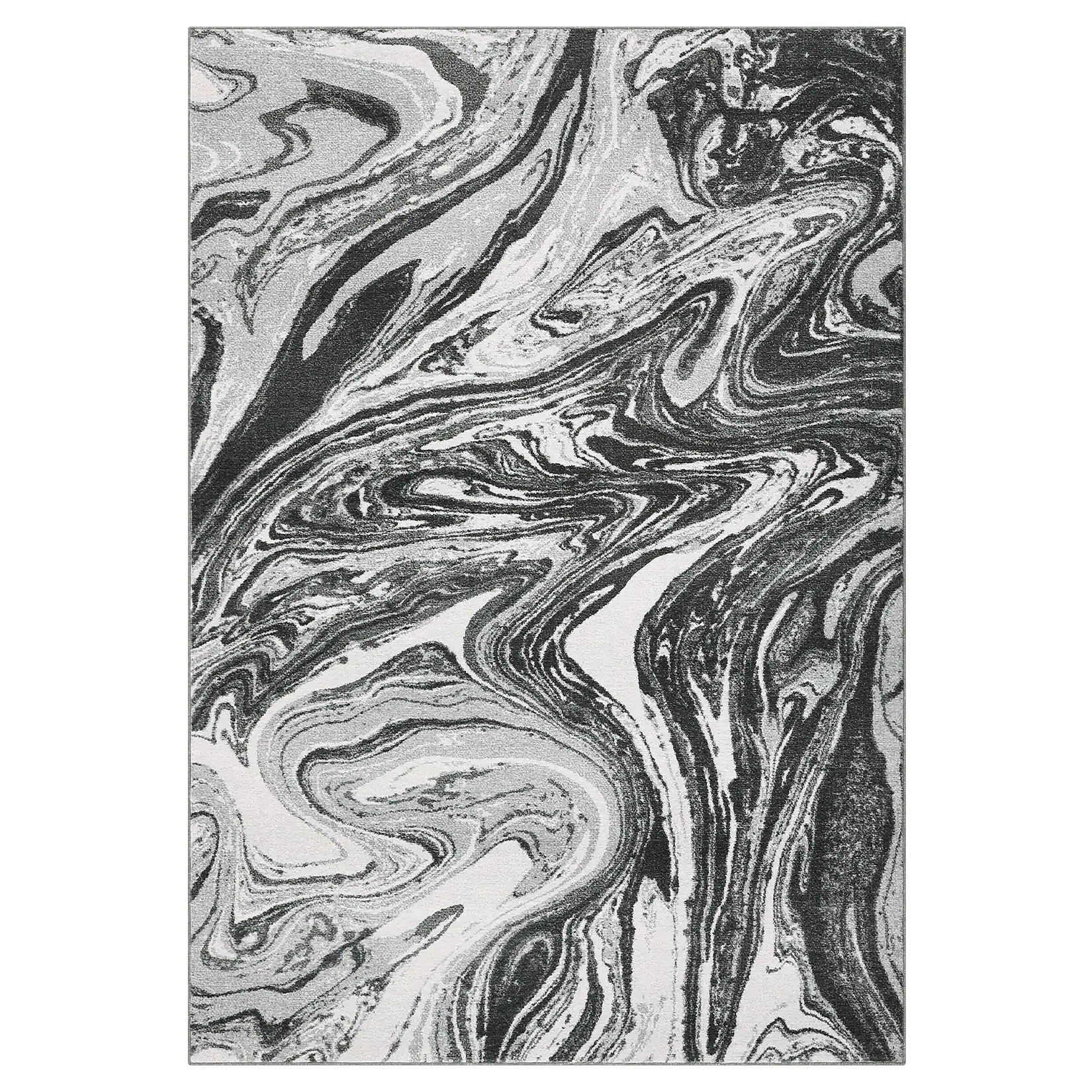 Jojoka - Modern Abstract Area Rug Machine Washable Non Slip Stain Resistant Low Pile Indoor Rug for Living Room Bedroom Kitchen - Gray