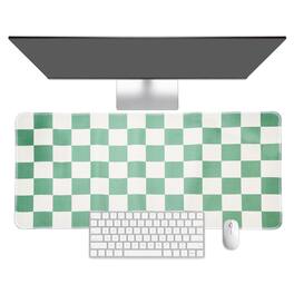 Unique Bargains - Checkered Desk Mat, 31.5x11.8 Inch Mouse Pad, Non-Slip Rubber, Stitched Edges, Soft, for Computer/Laptop - Green/White