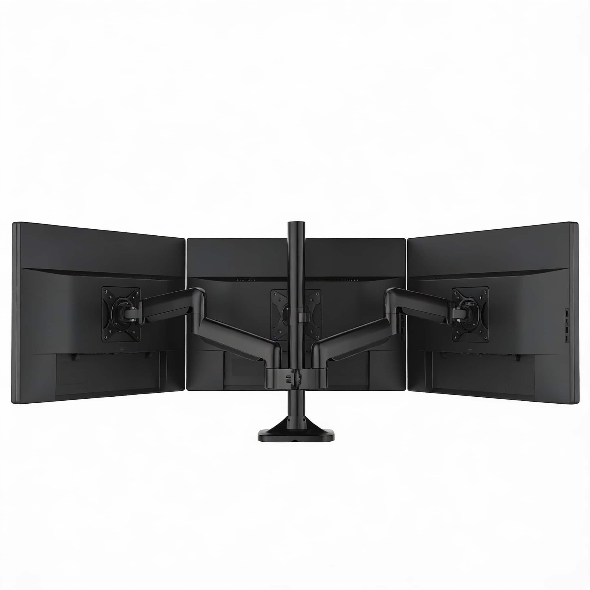 Frangdom - Triple Monitor Stand 32" Gas Spring 3 Arms 30.9lbs C-Clamp - BLACK 32 inch 30.9lbs