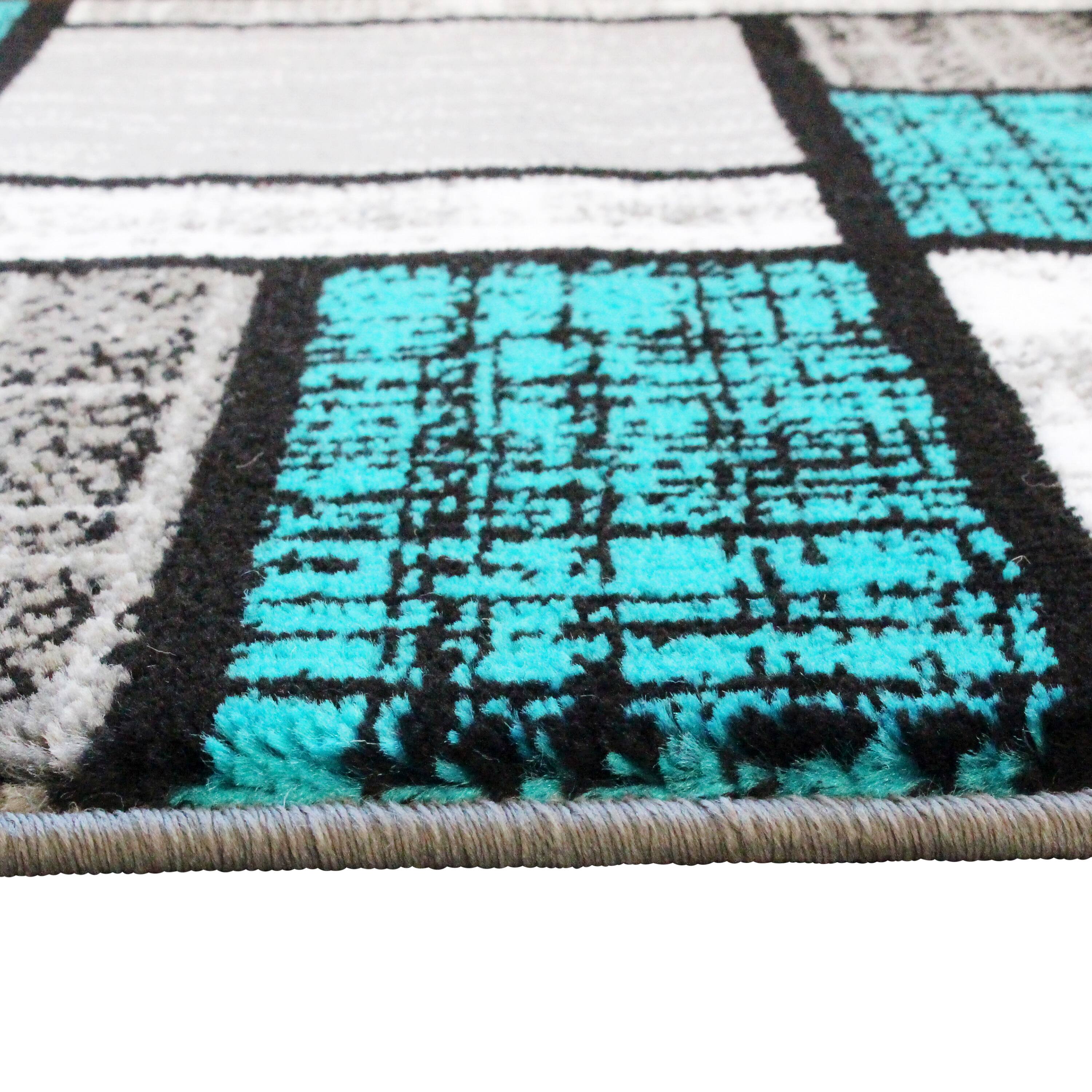 Alt View 4. Emma + Oliver - Livia Accent Rug with Geometric Mosaic Design with Natural Jute Backing - Turquoise.