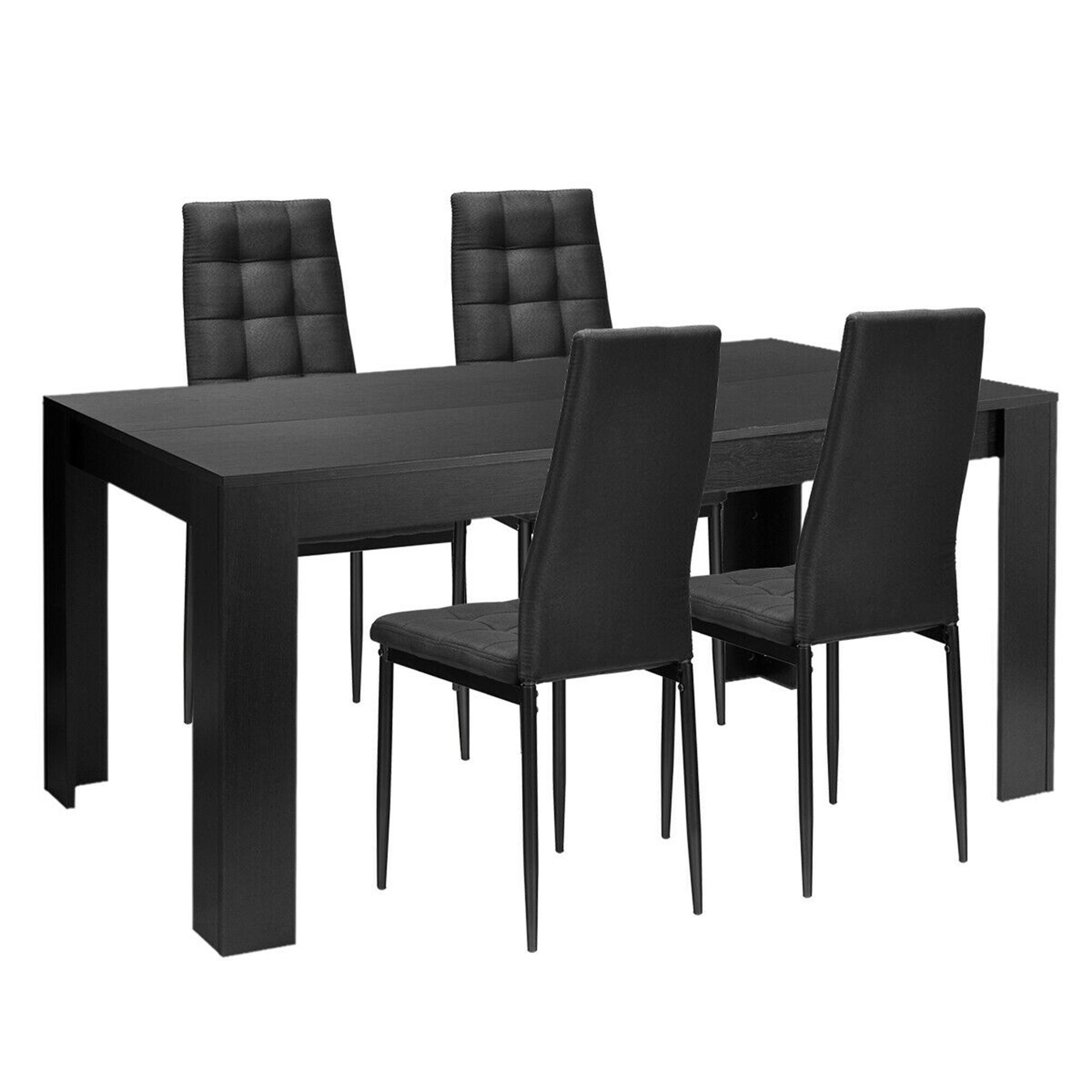 Alt View 9. Gymax - Gymax 5pcs Dining Set Wood Table and 4 Fabric Chairs Home Kitchen Modern - Black.