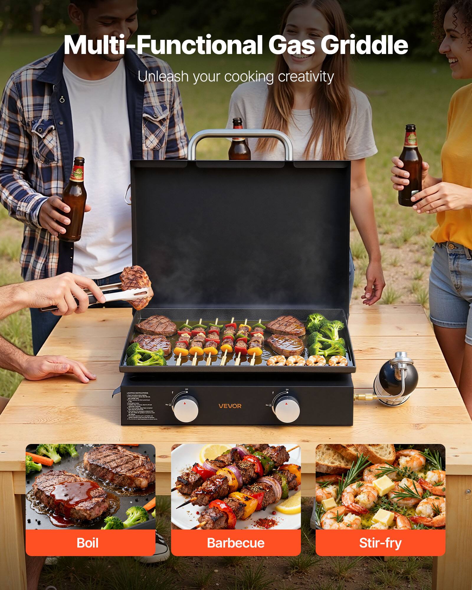 Multi-Functional Gas Griddle  
Unleash your cooking creativity  

Boil  
Barbecue  
Stir-fry