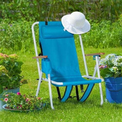 Alt View 10. Winado - 31in Backpack Beach Chair Folding Portable Chair, Adjustable Back Solid Construction with Cup Holder for Outdoor Garden - Blue.