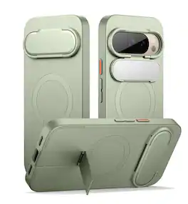 SURITCH - Phone Case for Google Pixel 10/10 Pro, Compatible with MagSafe, Protective Cover with Camera Cover& Adjustable Kickstand - Khaki Green