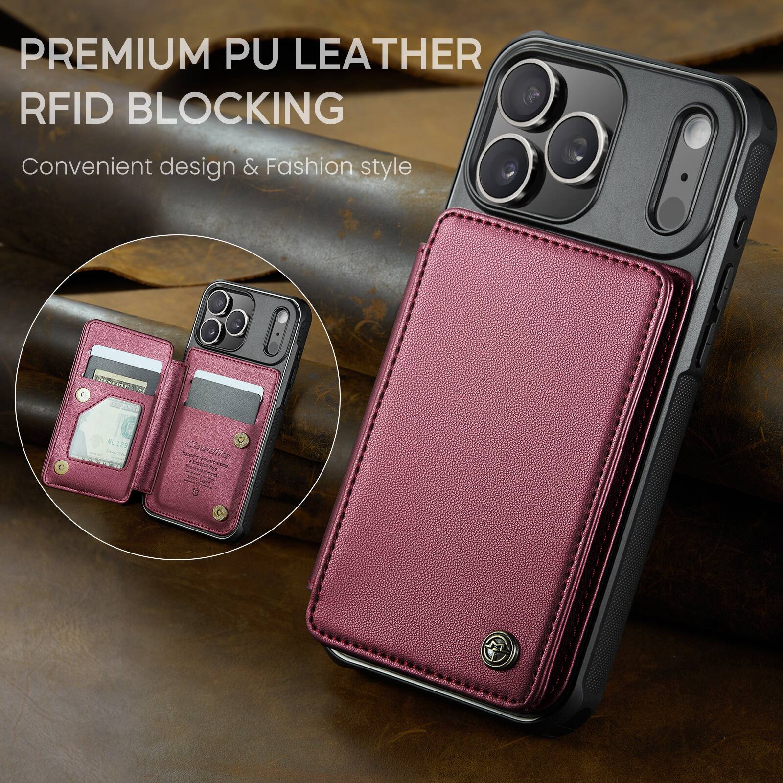 PREMIUM PU LEATHER RFID BLOCKING  
Convenient design & Fashion style