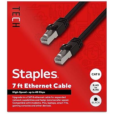 Staples TECH - 7 ft. Cat-8 Ethernet Cable, Male to Male, (ST62463) - Black