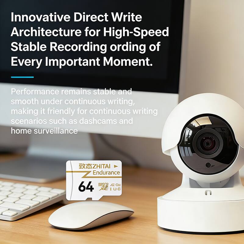 Innovative Direct Write Architecture for High-Speed Stable Recording of Every Important Moment.

Performance remains stable and smooth under continuous writing, making it friendly for continuous writing scenarios such as dashcams and home surveillance.

ZHITAI Endurance  
64 GB  
A2 Class  
196 MB/s