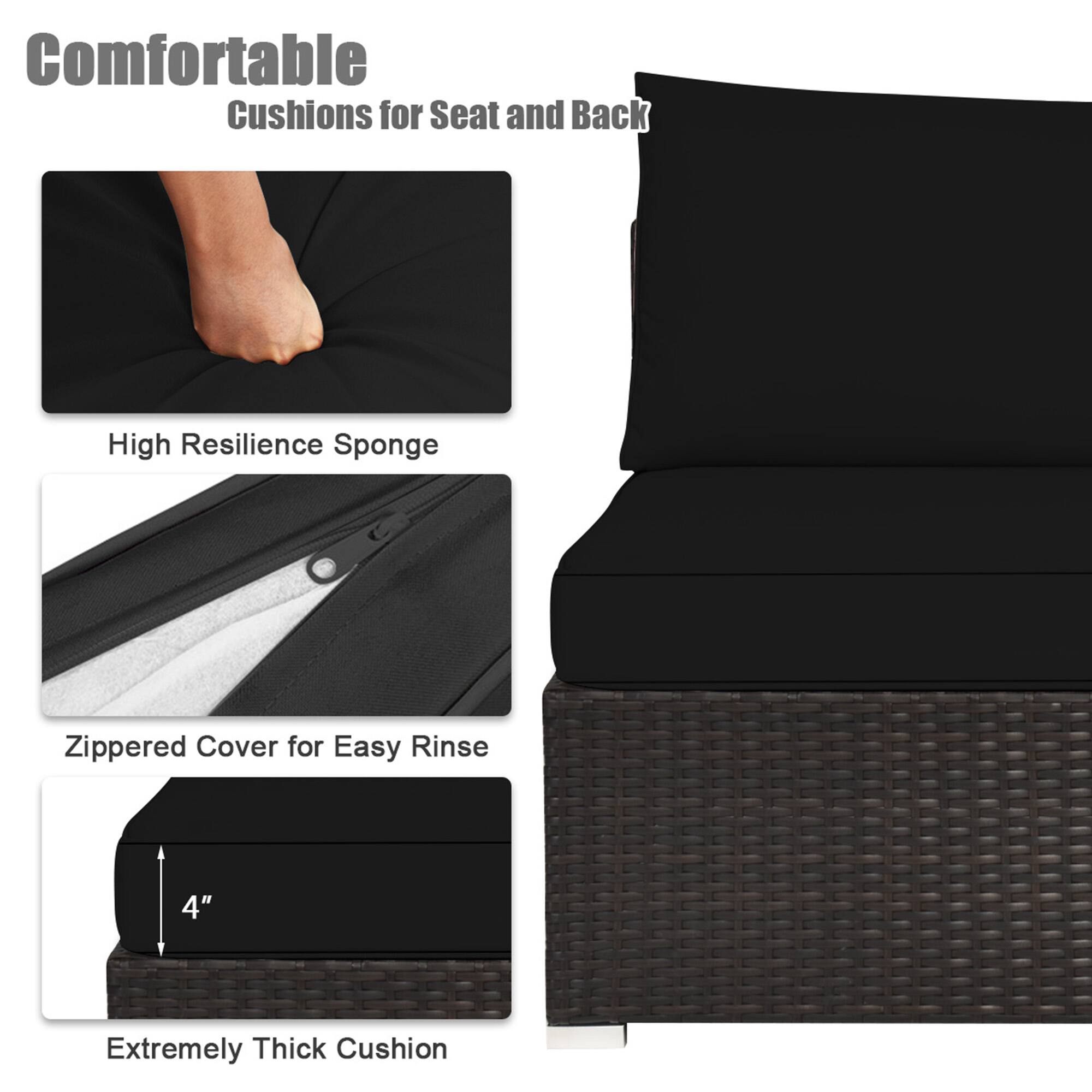 Comfortable Cushions for Seat and Back

- High Resilience Sponge
- Zippered Cover for Easy Rinse
- Extremely Thick Cushion (4")