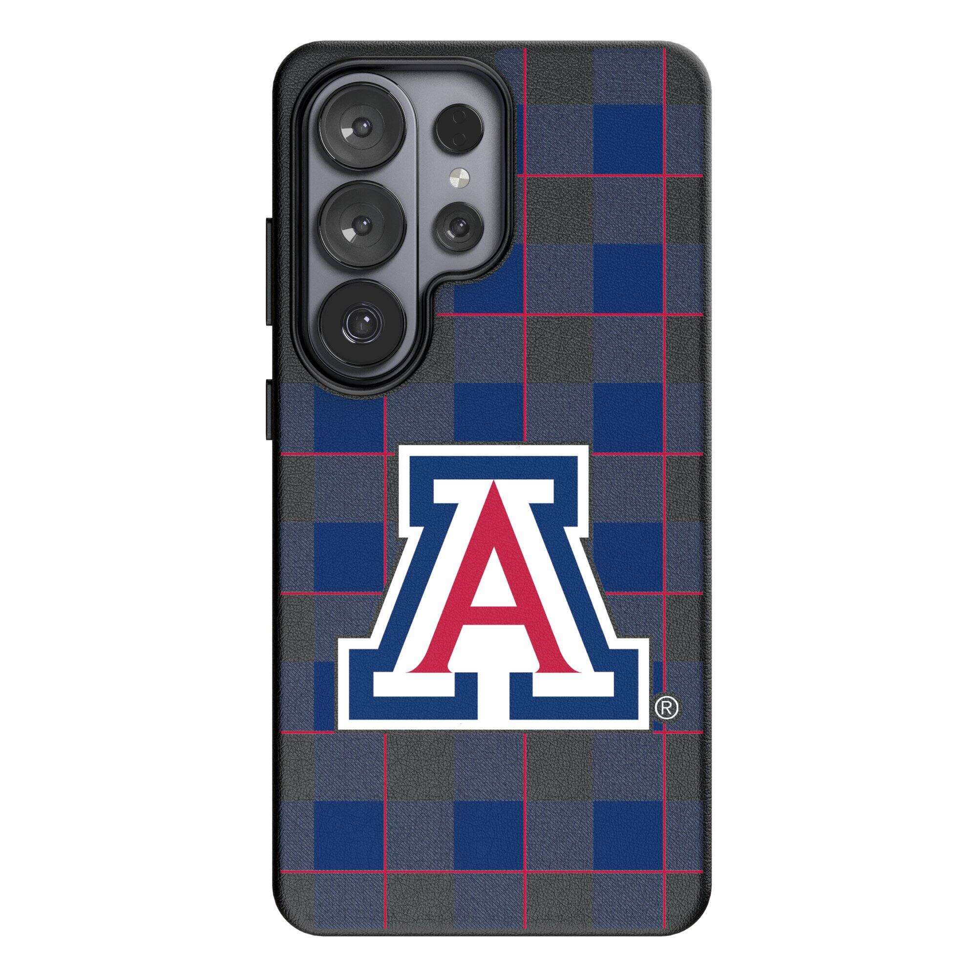 Front. Keyscaper - Arizona Wildcats Plaid Galaxy Magnetic Bump Case - S25 Ultra - Black.