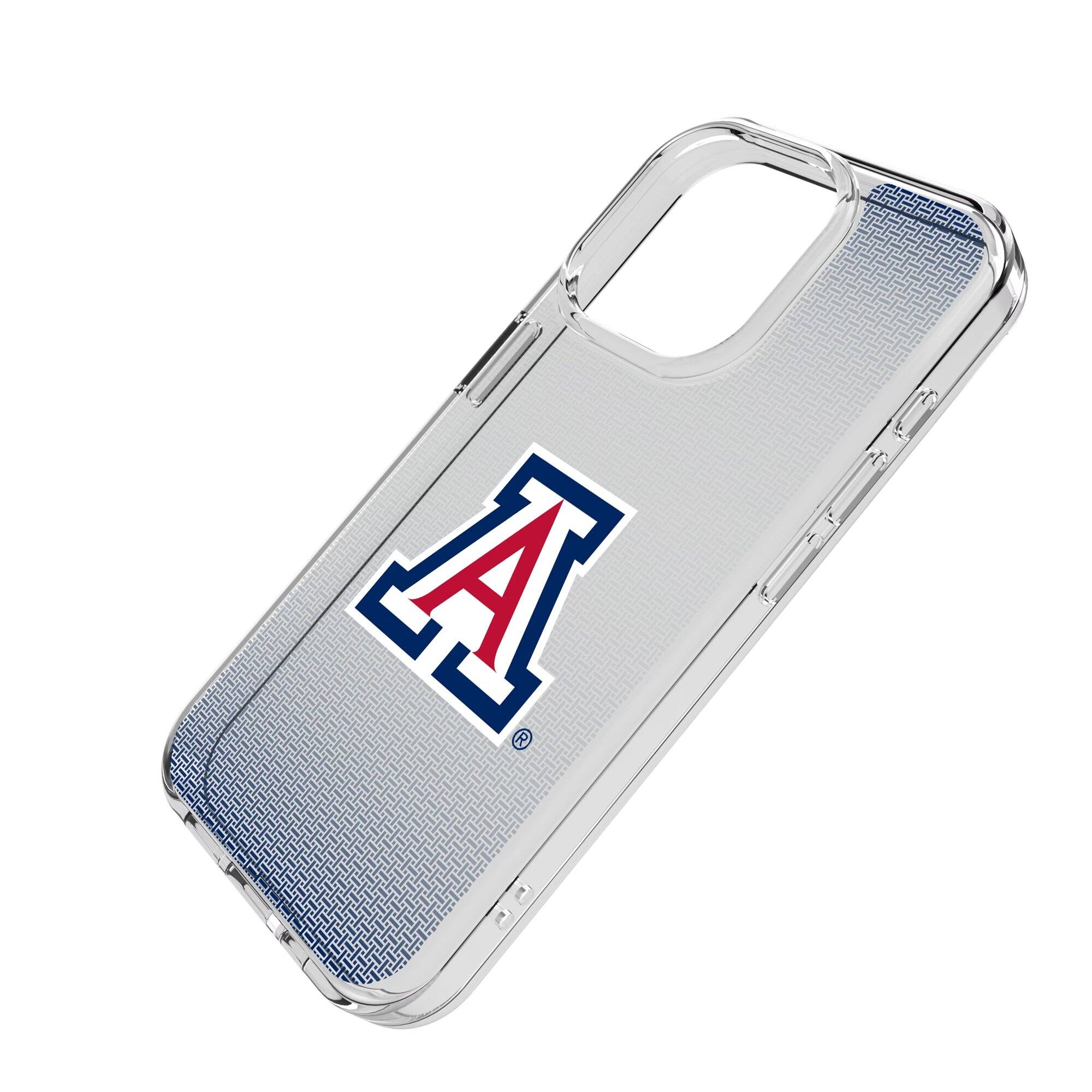 Alt View 1. Keyscaper - Arizona Wildcats Linen Logo iPhone Clear Case - 14 Plus - Multicolor.