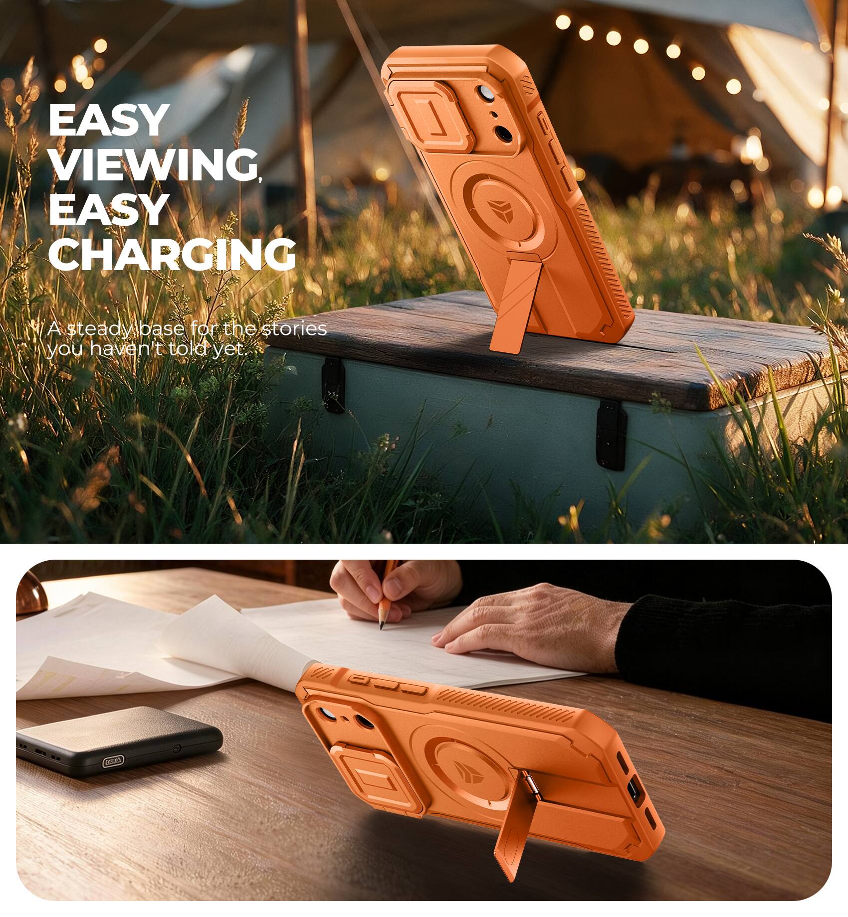 EASY VIEWING, EASY CHARGING

A steady base for the stories you haven't told yet.