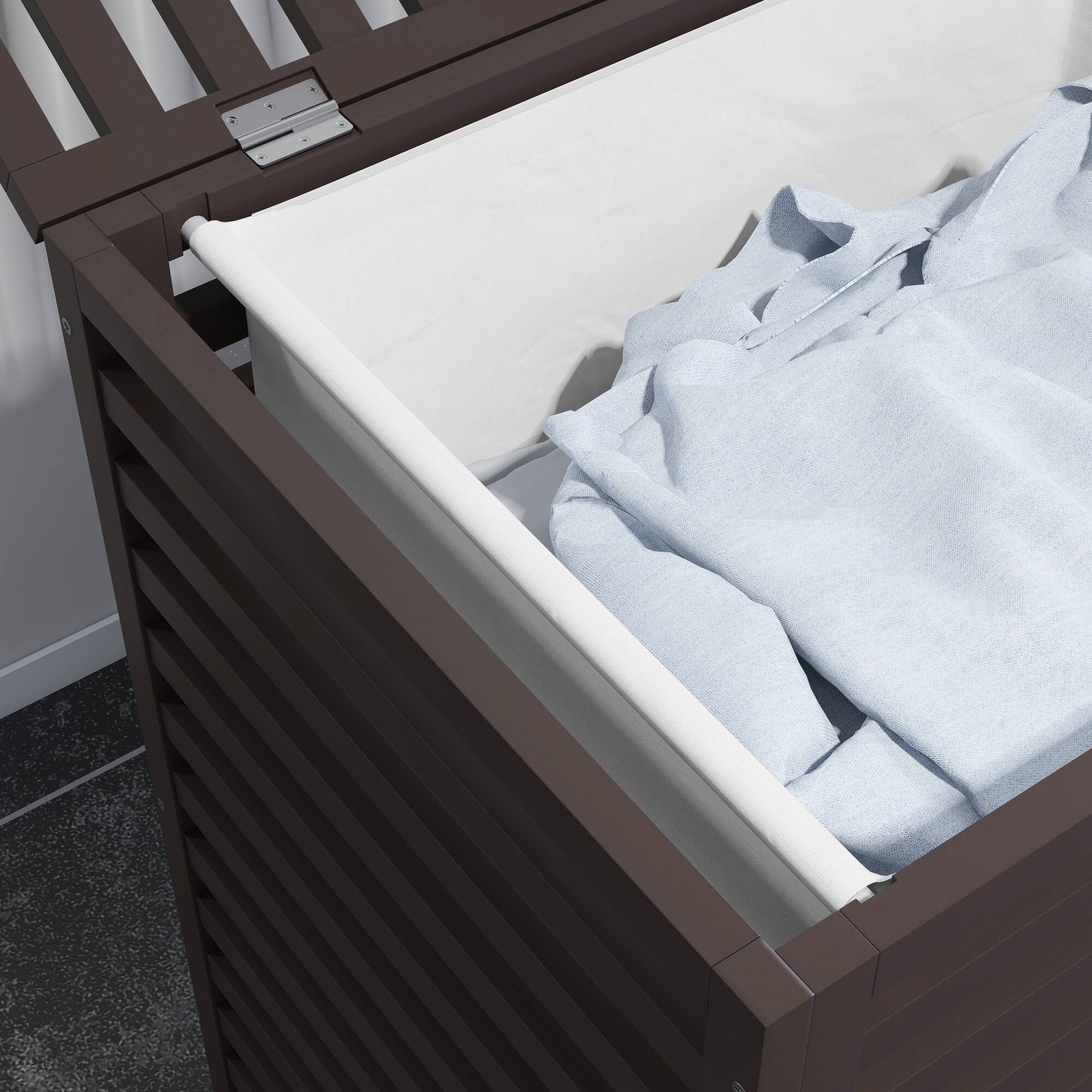 Alt View 9. Homcom - Bamboo Laundry Hamper with Lid, Laundry Basket with Removable Liner Bag, Dirty Clothes Hamper, 19.75 x 14.25 x 23.5 In - Coffee.