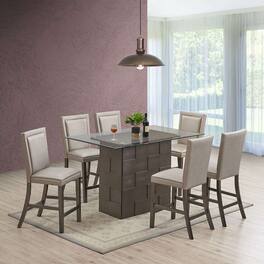 Kings Brand Furniture - Dining Table - Glass: Clear Base: Metallic Grey