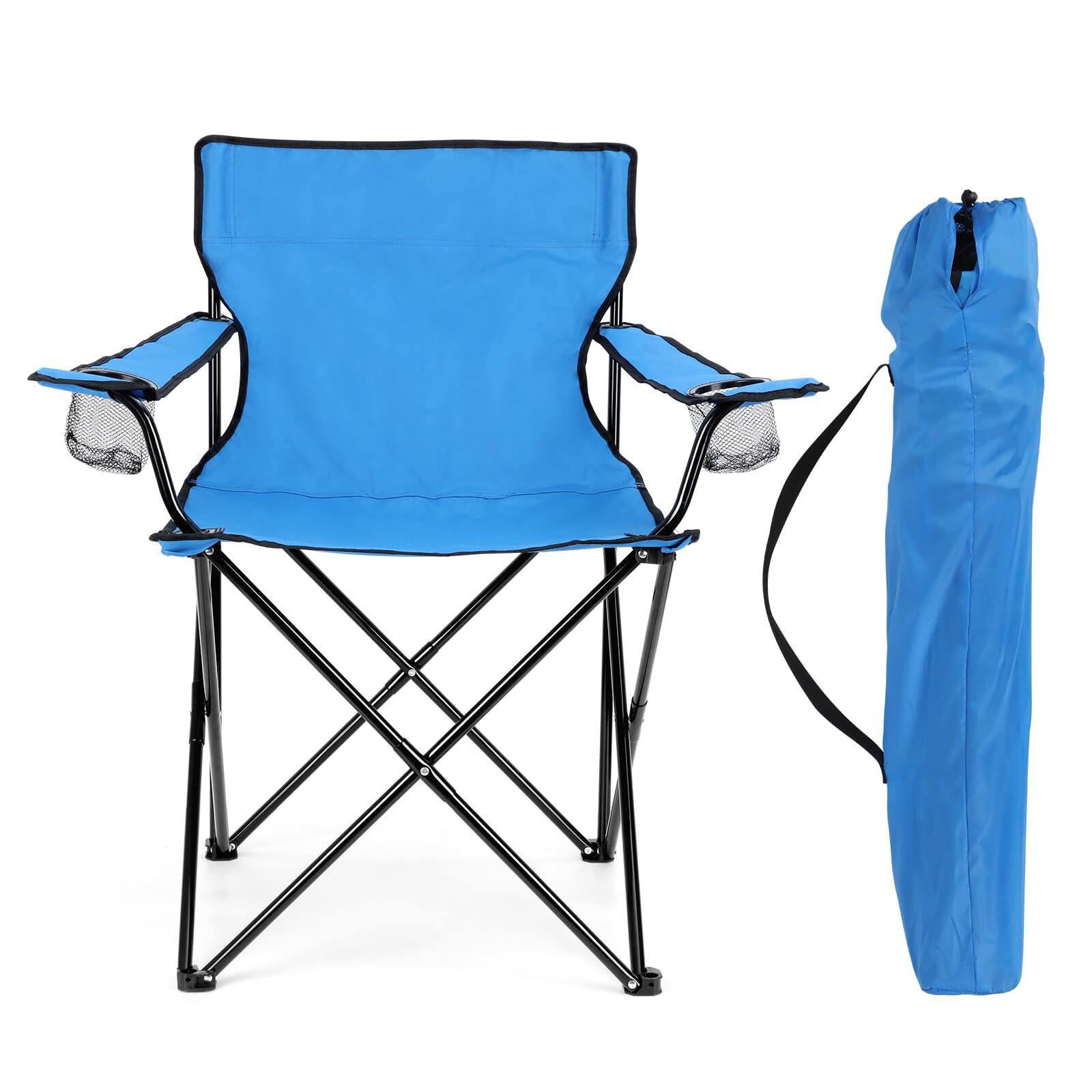 JETRANSPORT - Foldable Camping Chair Set Of 2 Folding Camp Chairs For Adults Large Portable Lawn Outdoors Fishing Hiking - Blue 1