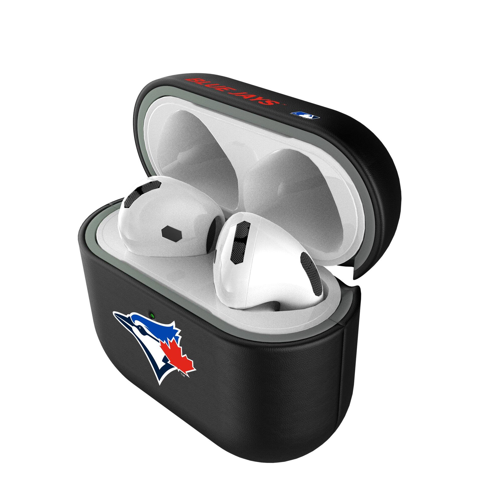 Alt View 3. Keyscaper - Toronto Blue Jays Toronto Blue Jays Insignia AirPods 4th Generation Case Cover - No Size - Black.