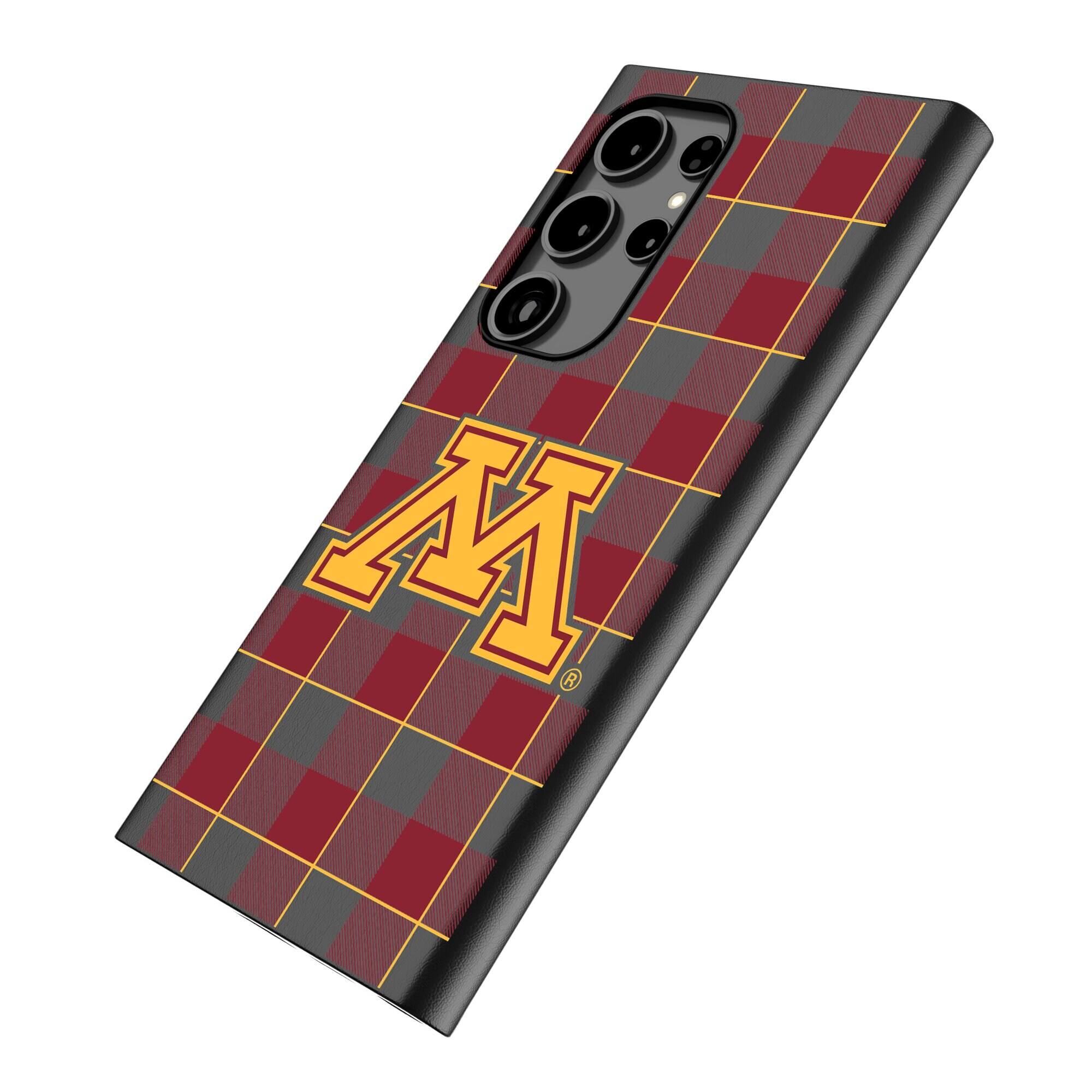 Alt View 1. Keyscaper - Minnesota Golden Gophers Plaid Galaxy Magnetic Bump Case - S24 Ultra - Black.