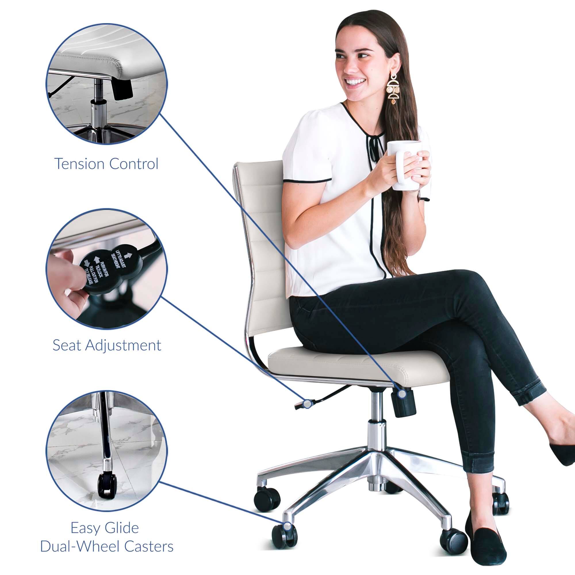 - Tension Control
- Seat Adjustment
- Easy Glide Dual-Wheel Casters