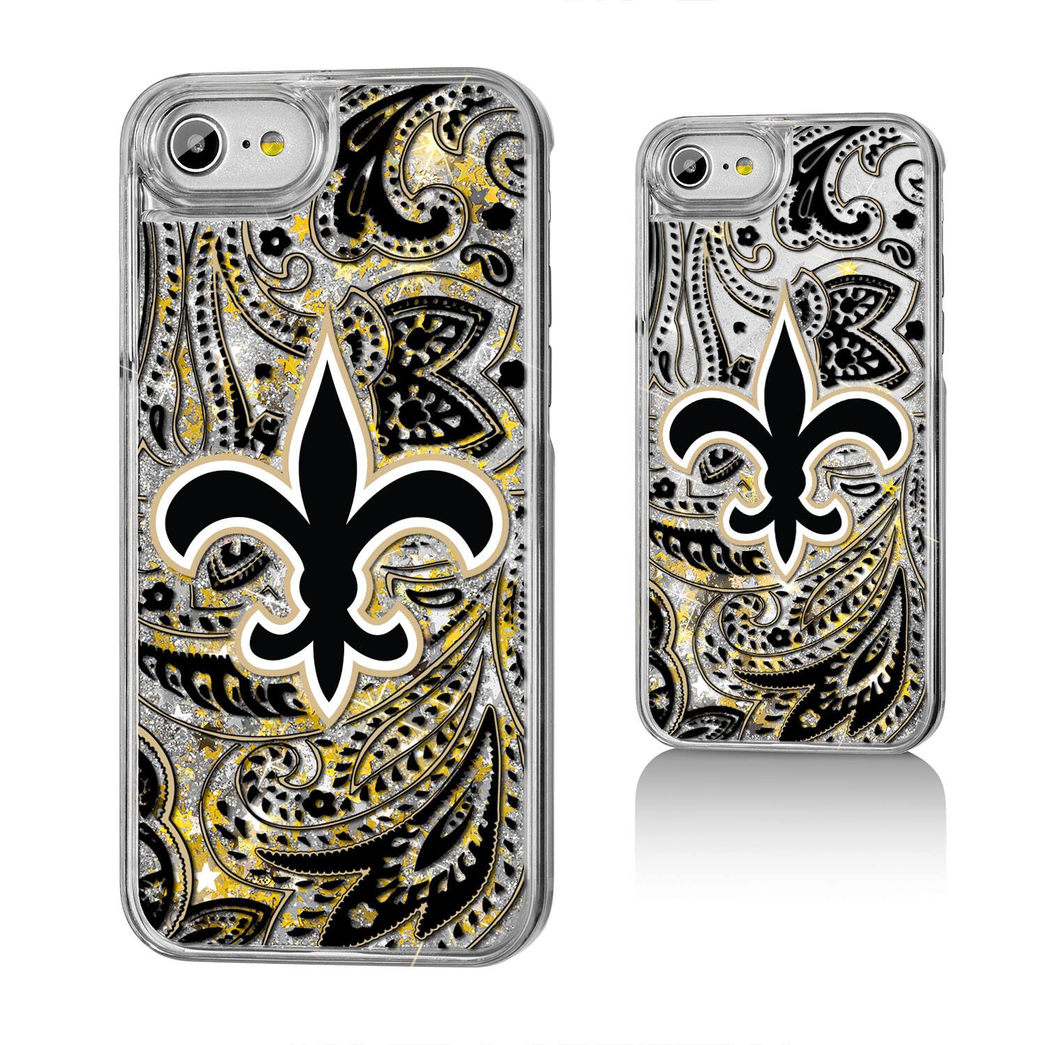 Alt View 3. Keyscaper - New Orleans Saints iPhone Paisley Design Glitter Case - 14 Pro Max - Multicolor.