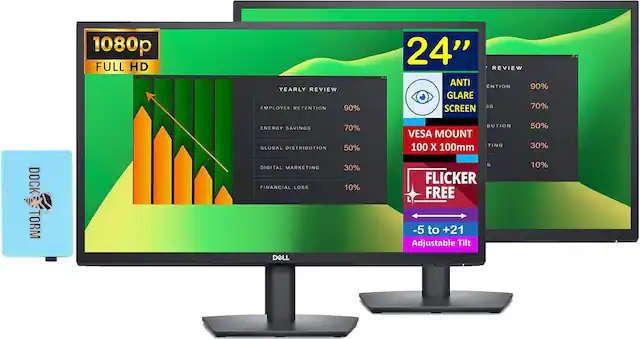 1080p FULL HD
24"
YEARLY REVIEW
EMPLOYEE RETENTION 90%
ENERGY SAVINGS 70%
GLOBAL DISTRIBUTION 50%
DIGITAL MARKETING 30%
FINANCIAL LOSS 10%
REVIEW
ANTENTION 90%
GLARE SCREEN 70%
BUTTON 50%
TILING 30%
BENDING 10%
ANTI GLARE SCREEN
VES A MOUNT 100 x 100mm
FLICKER FREE
-5 to +21 Adjustable Tilt
DOCK TORM E-TORM