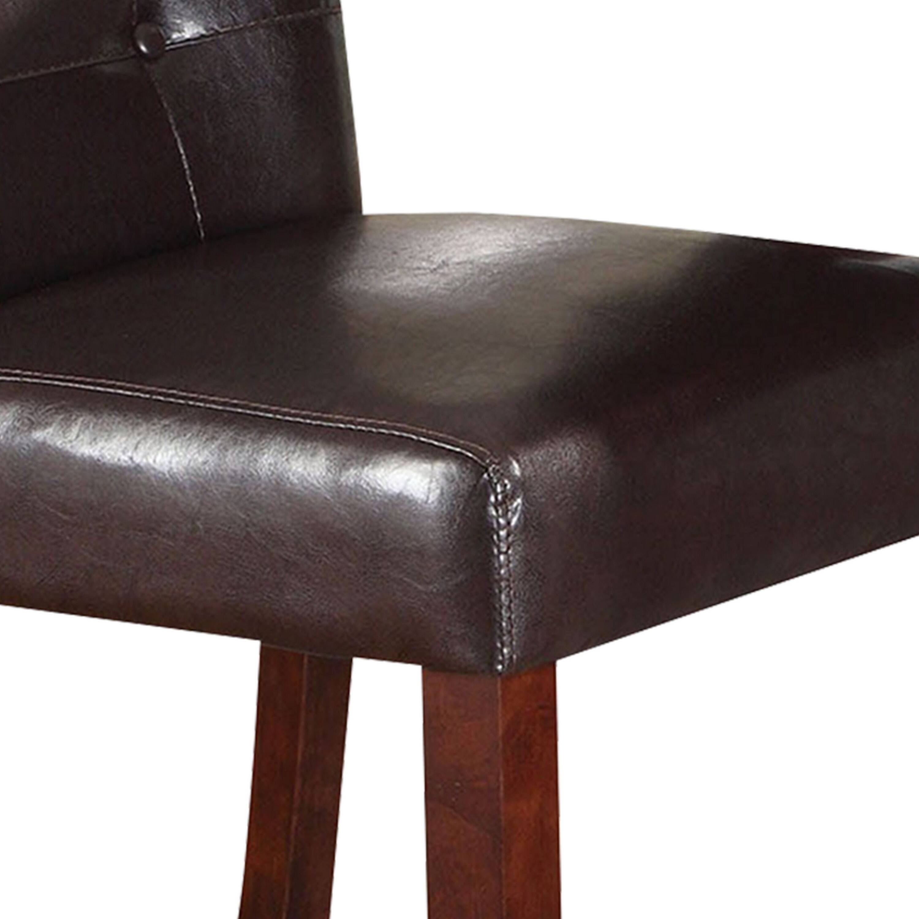 Left. Manhattan Lane - Leather Upholstered Wooden Counter Height ChairViet Nam, Set Of 2 - Brown.
