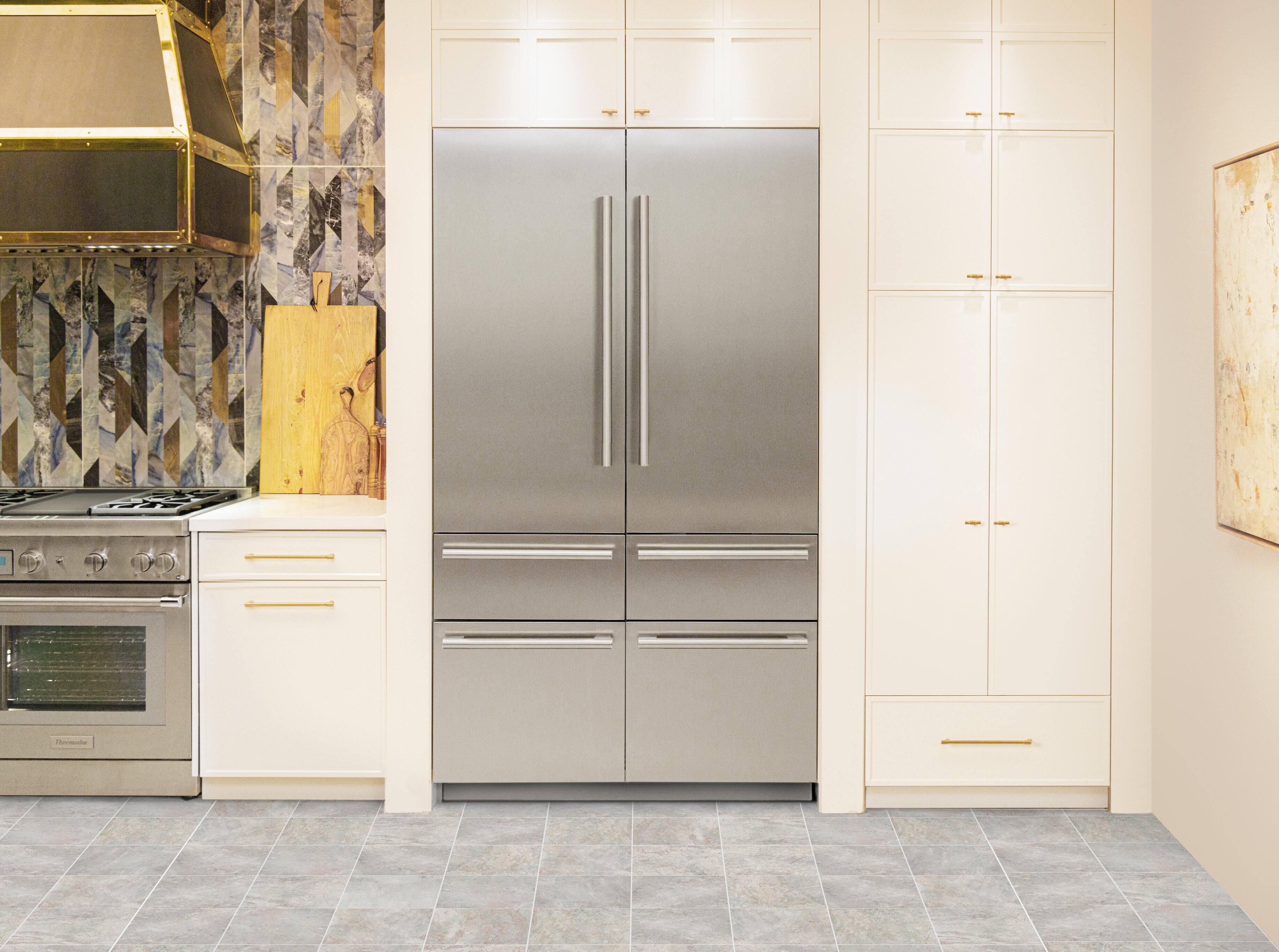 Alt View 2. Thermador - Freedom Collection 48 in Wide 26.8 Cu. Ft. Smart Built-in French Door Bottom Freezer Refrigerator, Masterpiece Handles - Stainless Steel.