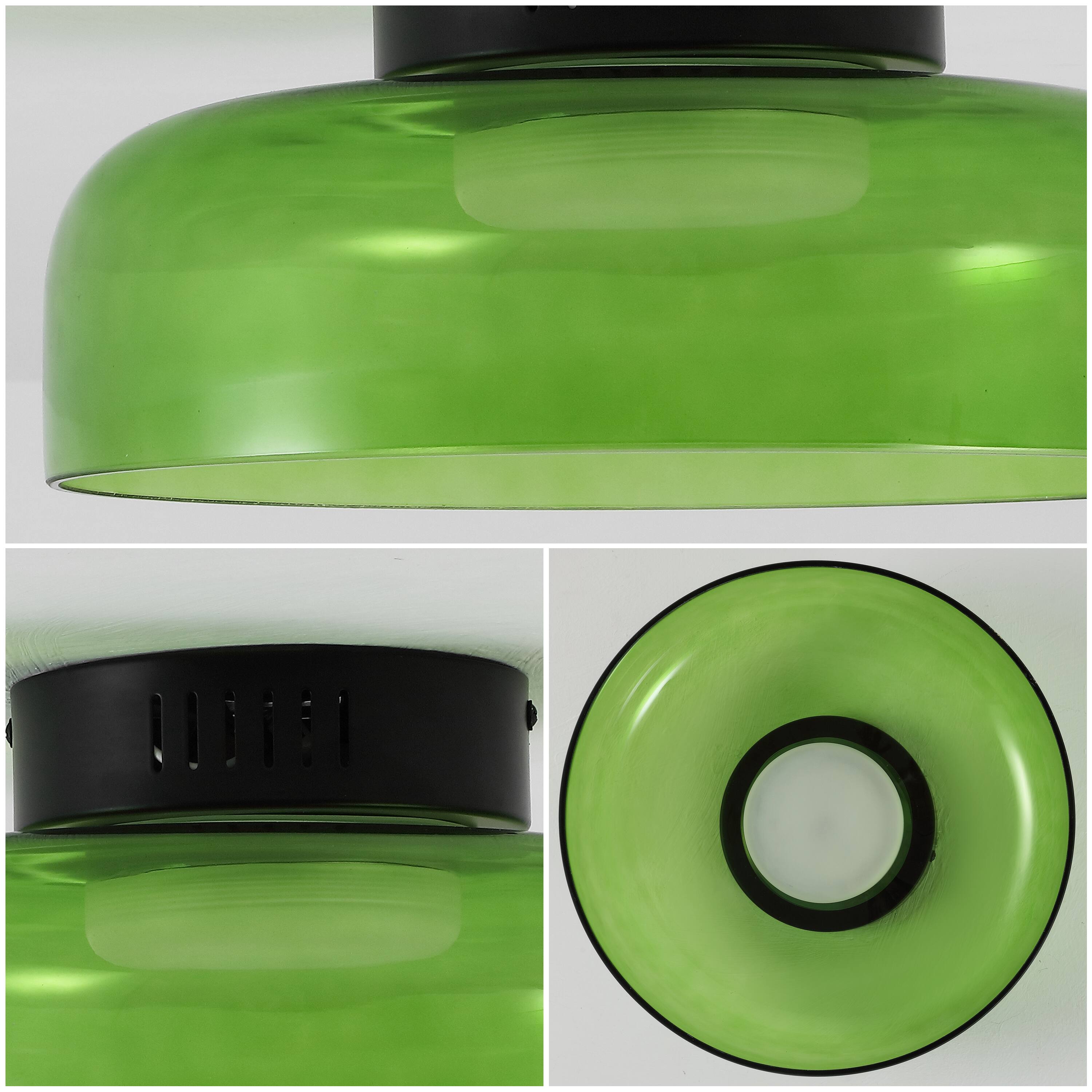 Alt View 4. Jonathan Y - Kalmar 12" Modern Minimalist Iron/Glass Dimmable Integrated LED Flush Mount, Green/Black - Green.