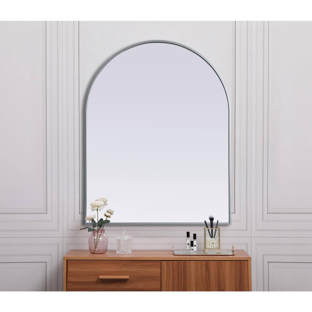 Alt View 3. Elegant Decor - Metal Frame Arch Mirror 33x42 Inch in Silver - Silver.