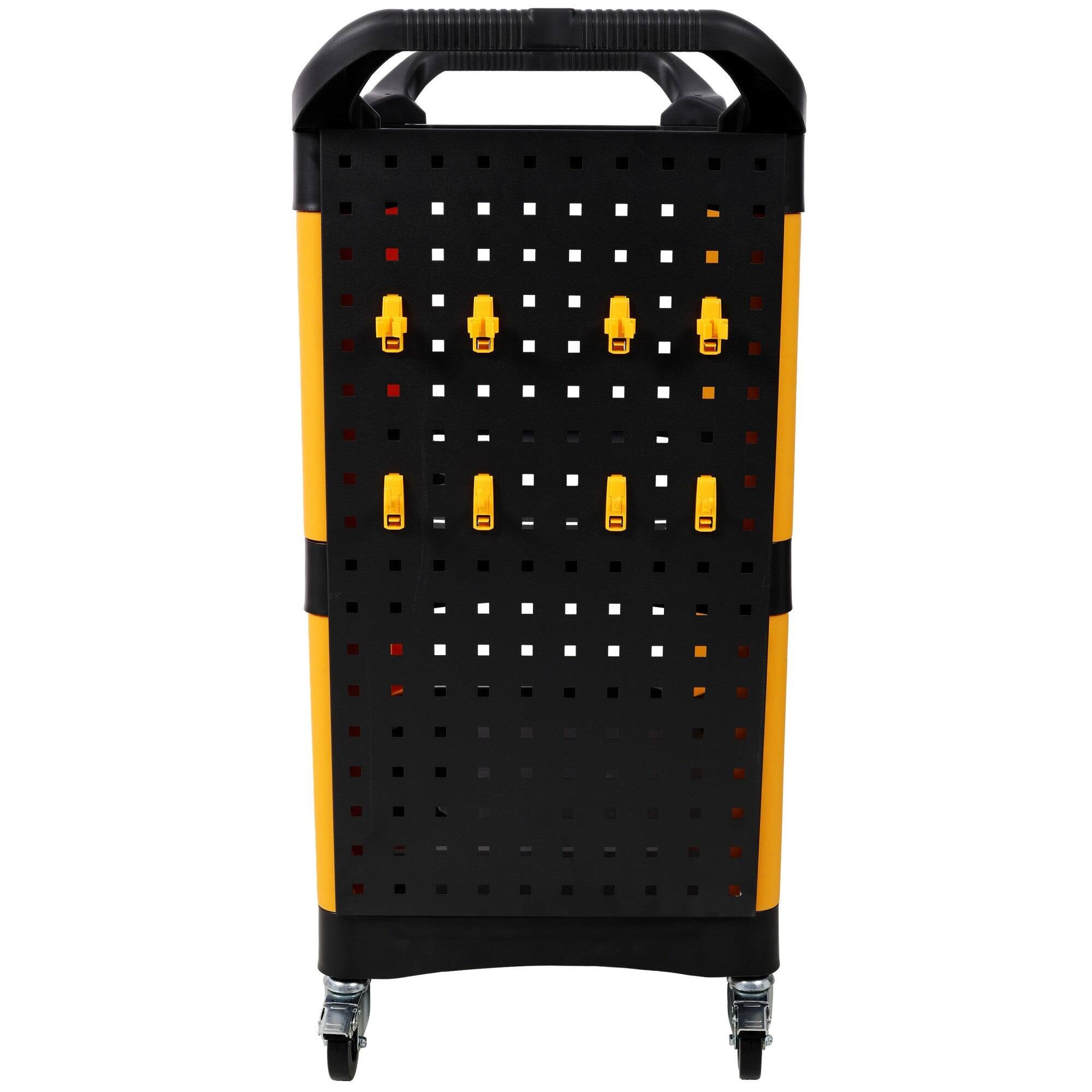 Alt View 1. Boyel Living - 17 Inches 3 Tier Black Yellow Rolling Plastic Utility Tool Cart With Wheels Panel Hook - Yellow.