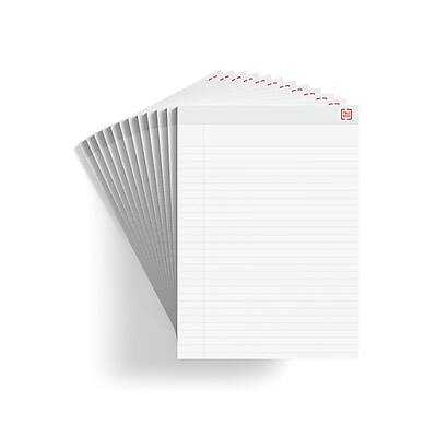 Front. TRU RED - Notepad, 8.5" x 11.75", Wide Ruled, 50 Sheets/Pad, Dozen Pads/Pack  - White.