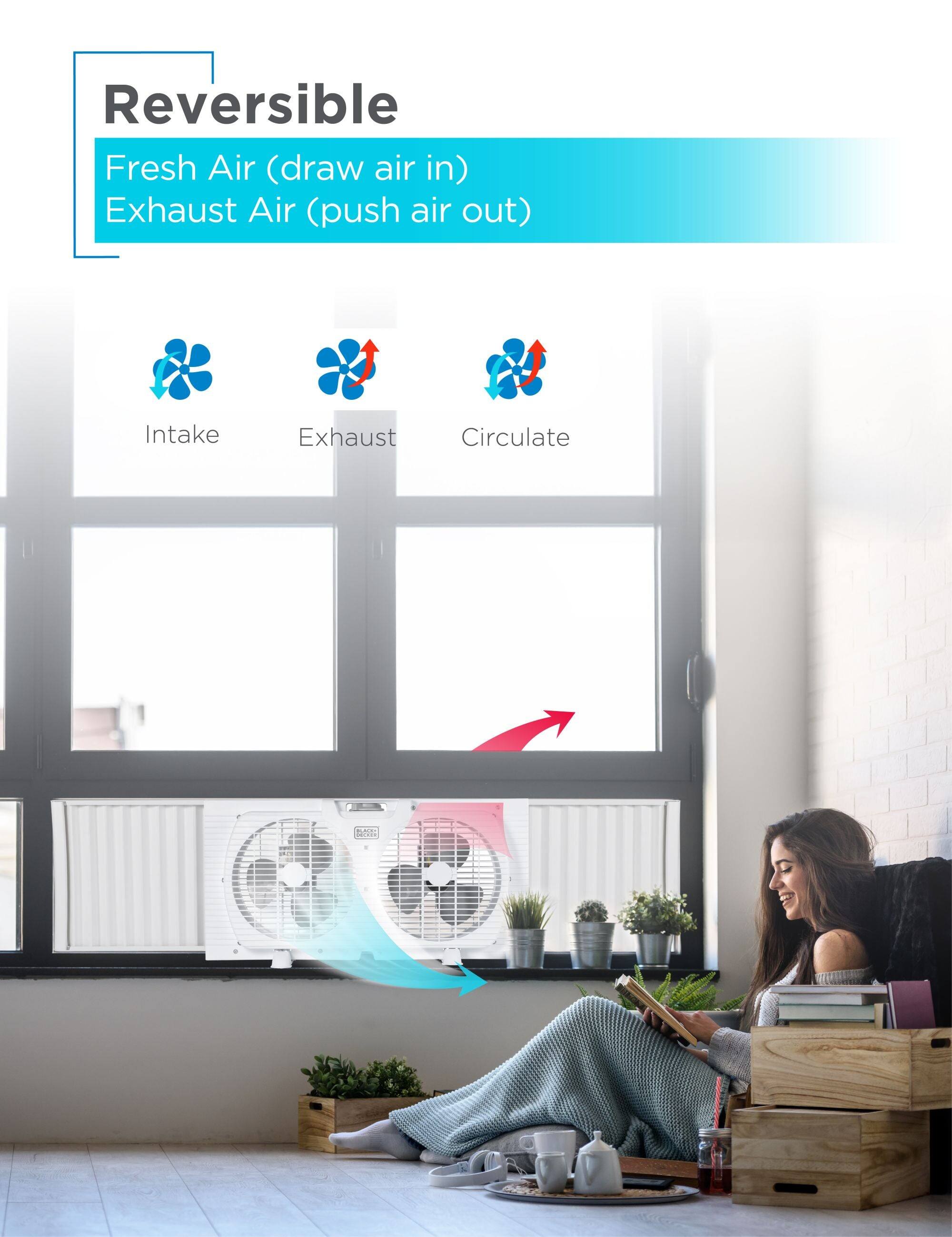 Reversible Fresh Air (draw air in) Exhaust Air (push air out) Intake Exhaust Circulate | Mate