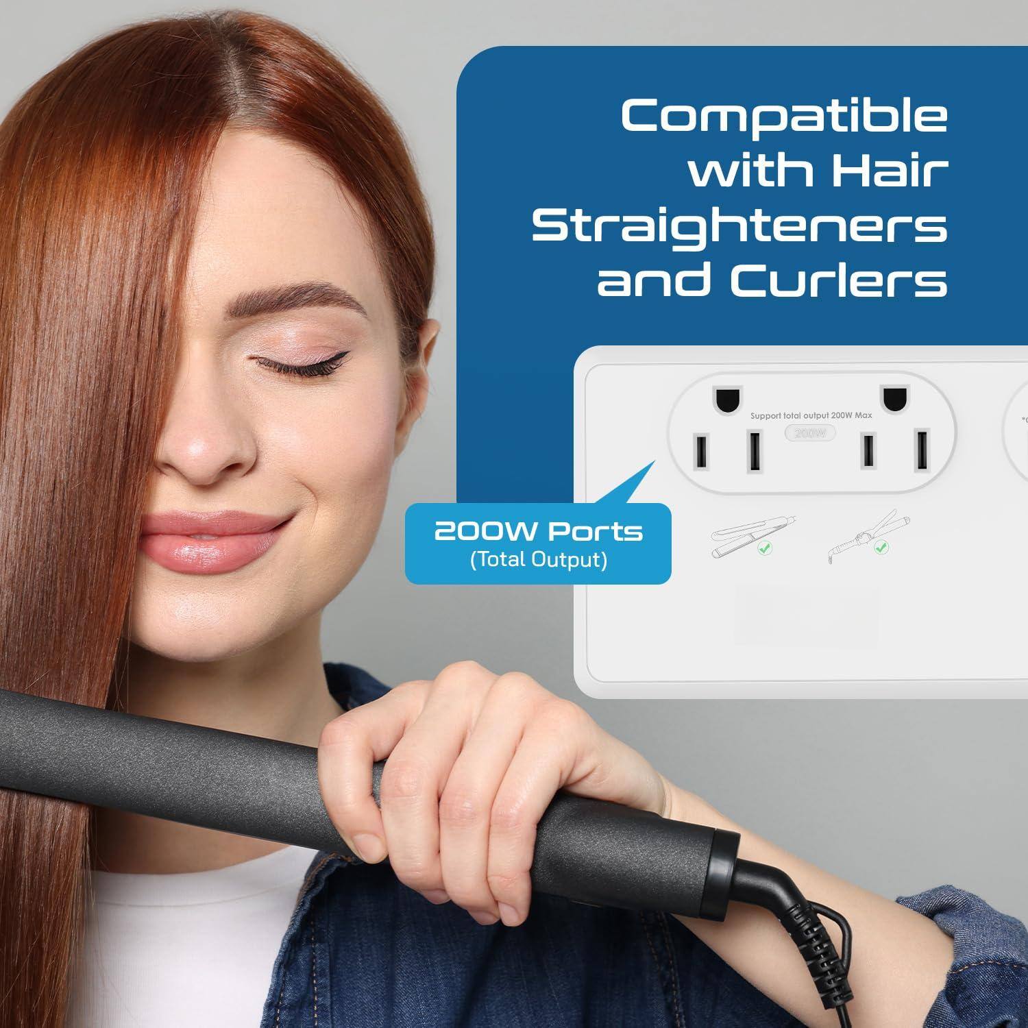 Compatible with Hair Straighteners and Curlers

200W Ports (Total Output)

Support total output 200W Max