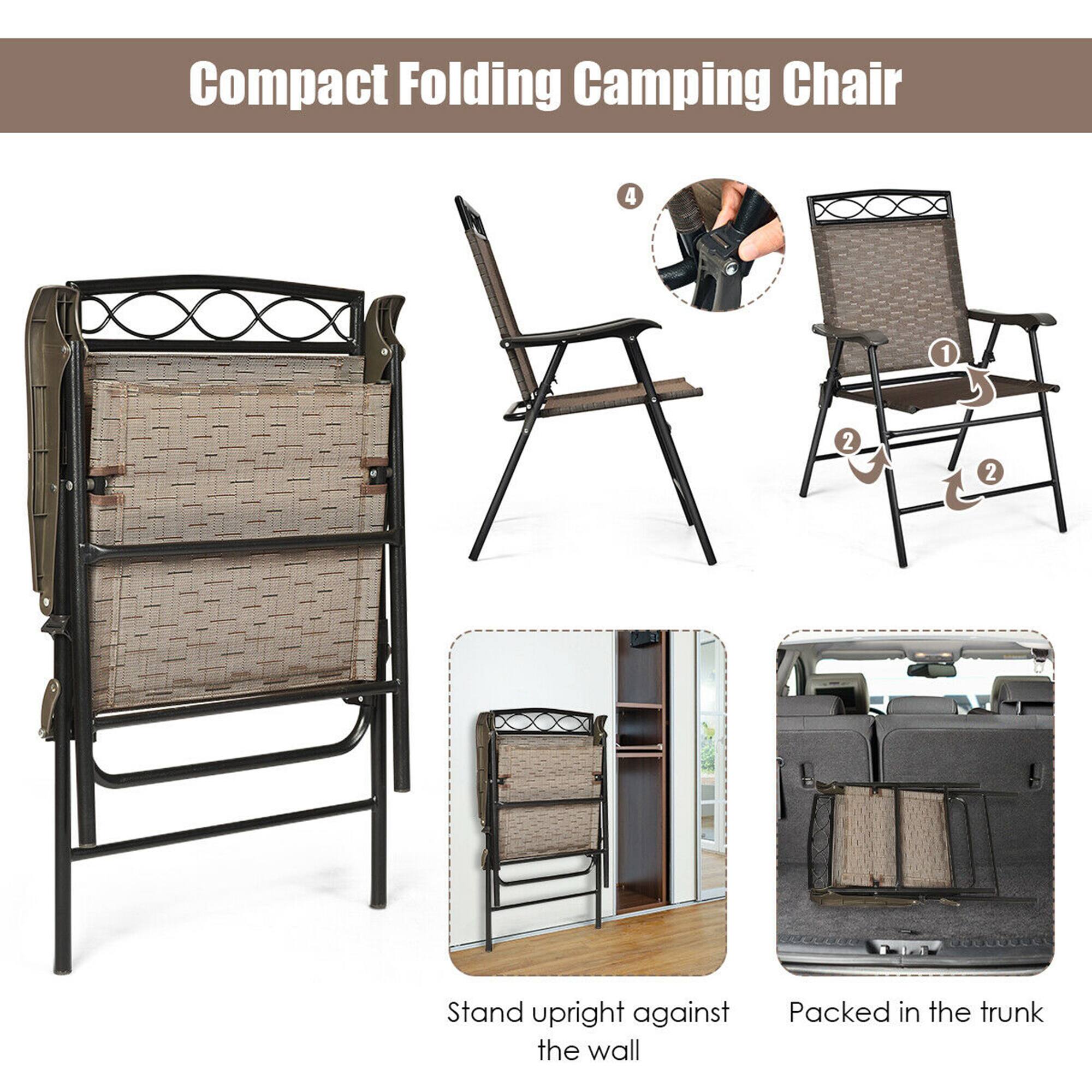 Compact Folding Camping Chair

1. Stand upright against the wall
2. Packed in the trunk