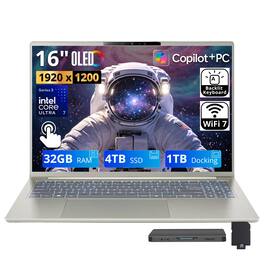 Acer - Upgraded - Swift Go 16 16" WUXGA OLED Touch AI Laptop,Intel Ultra 7 355,32GB RAM,4TB SSD+1TB Dock Set,Backlit, Win 11 - Silver