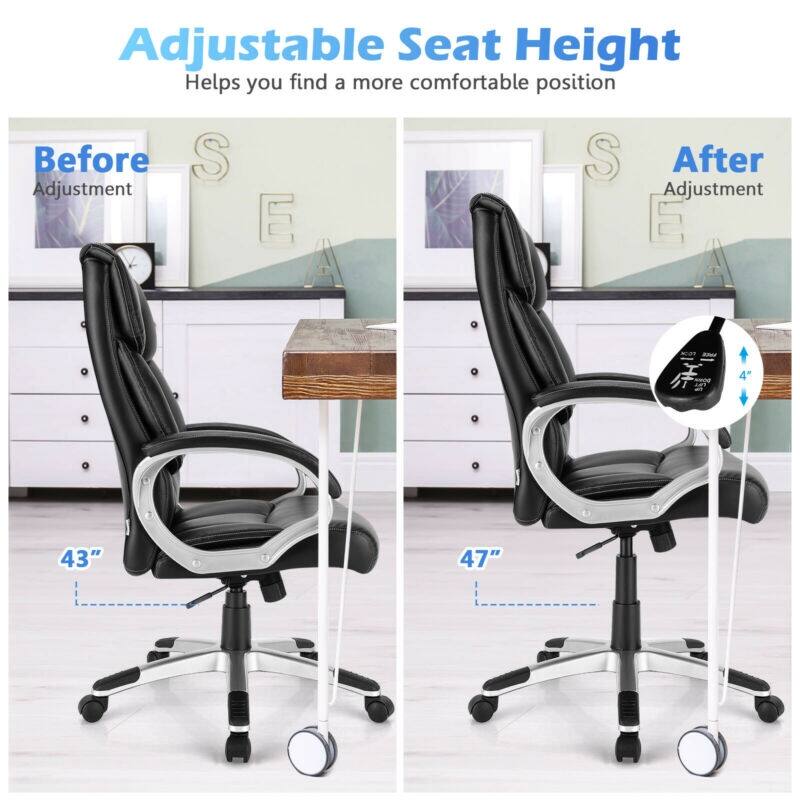 Adjustable Seat Height  
Helps you find a more comfortable position  

Before Adjustment  
43"  

After Adjustment  
47"